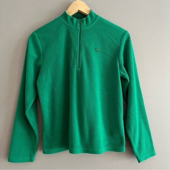 Lacoste Sweatshirt Youth 12 Green Pullover Jacket 1/2 Zip Outdoors Fleece - Picture 1 of 9